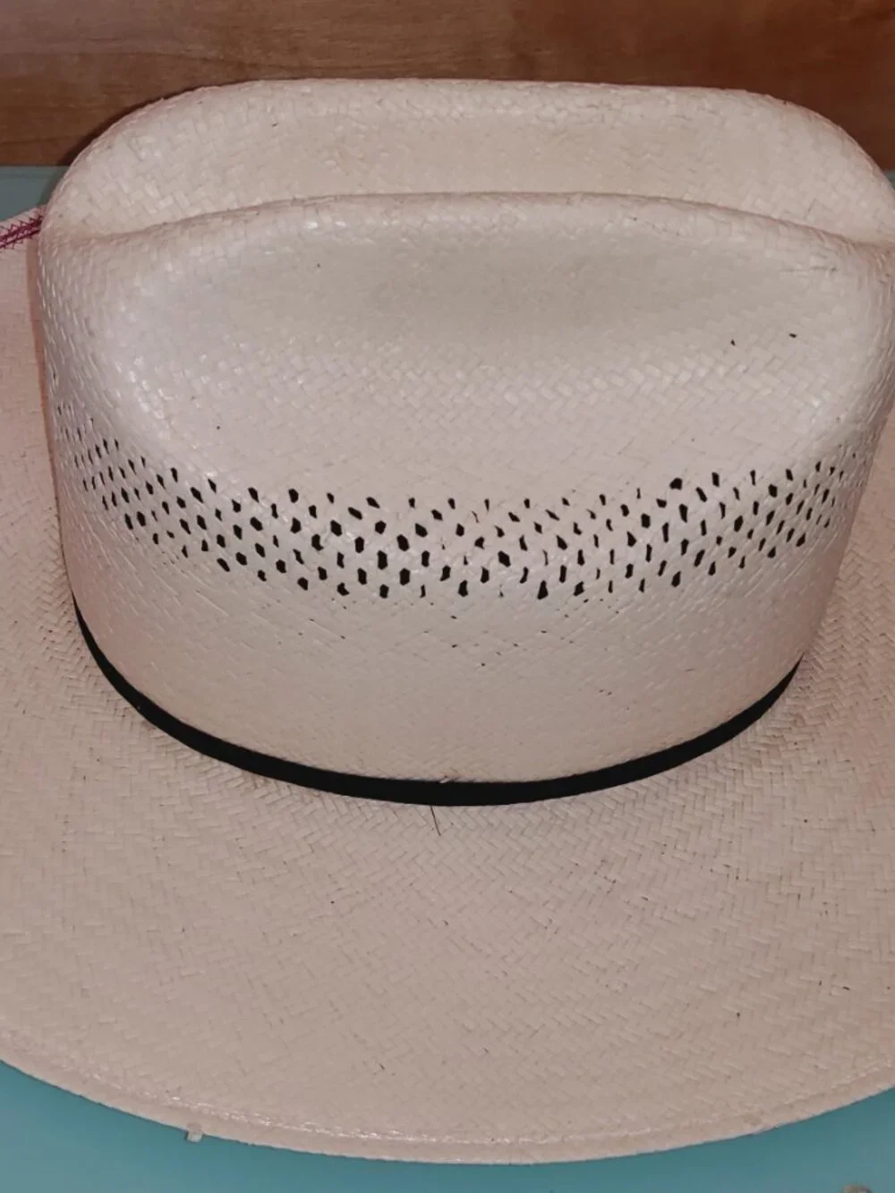 Stetson Straw Cowboy Hat Size 6 3/4 Cattleman Crease Vented Crown
